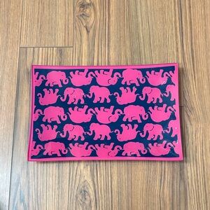 Lilly Pulitzer Pink and Blue Elephant Glass Tray